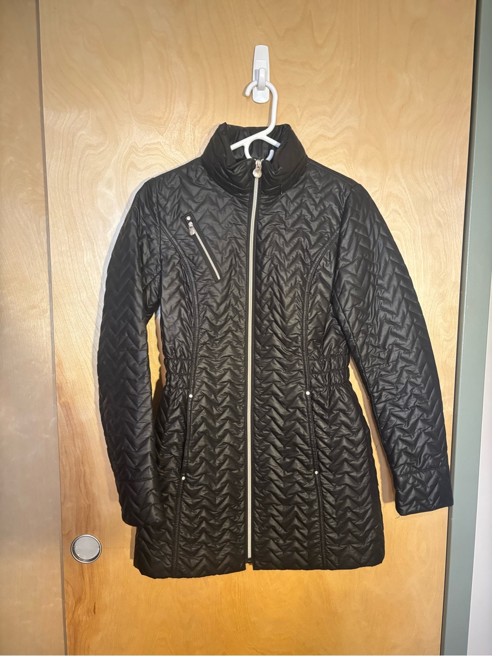 Laundry By Shelli Segal Black Quilted Mid-Length Puffer Coat